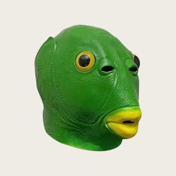 Funny Cosplay Costume Green Fish Head Mask Animal Unisex Carnival Party Headgear - Picture 5 of 5